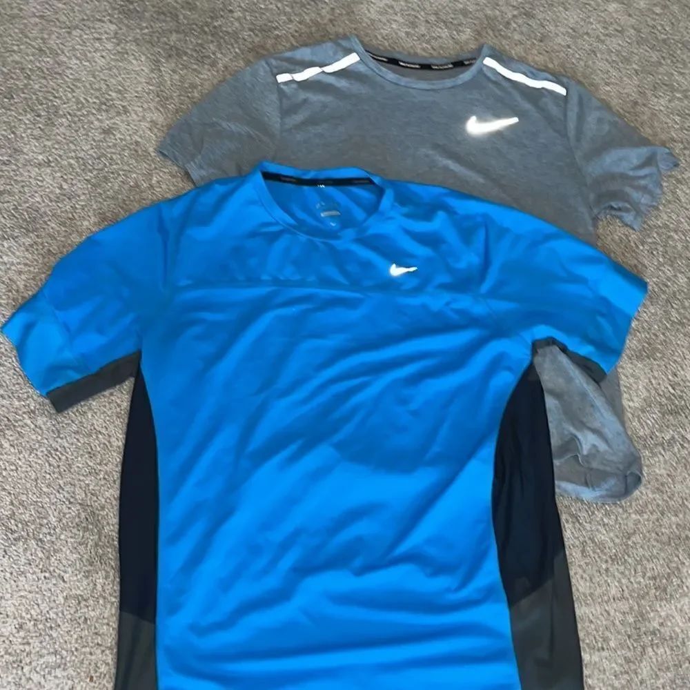 2-Nike Running BLUE Reflective Running Marathon SS T shirt L large mens